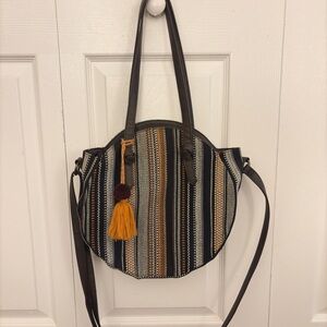 Stylish Boho Circular Black and Tan Women's Bag